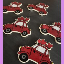 LOVE CAR - R�d med tekst. DIG OG MIG. Med oph�ng.