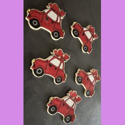 LOVE CAR - R�d med tekst. DIG OG MIG. Med oph�ng.