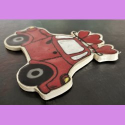 LOVE CAR - R�d med tekst. DIG OG MIG. Med oph�ng.