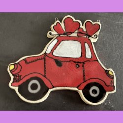 LOVE CAR - R�d med tekst. DIG OG MIG. Med oph�ng.