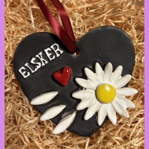 Marguerit hjerte oph�ng - Sort