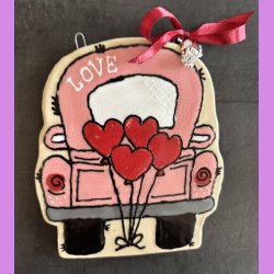 LOVE CAR - Lyser�d med hjerte balloner - til oph�ng.