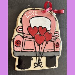 LOVE CAR - Lyser�d med hjerte balloner - til oph�ng.