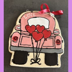 LOVE CAR - Lyser�d med hjerte balloner - til oph�ng.