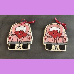 LOVE CAR - Lyser�d med hjerte balloner - til oph�ng.