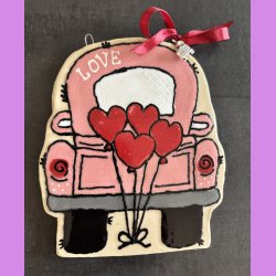 LOVE CAR - Lyser�d med hjerte balloner - til oph�ng.