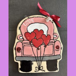 LOVE CAR - Lyser�d med hjerte balloner - til oph�ng.