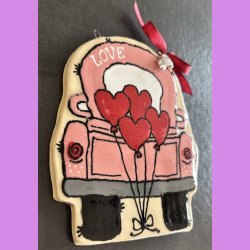 LOVE CAR - Lyser�d med hjerte balloner - til oph�ng.