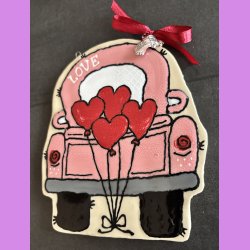 LOVE CAR - Lyser�d med hjerte balloner - til oph�ng.