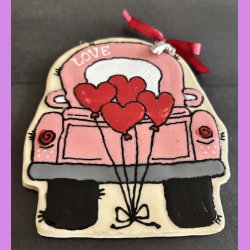 LOVE CAR - Lyser�d med hjerte balloner - til oph�ng.