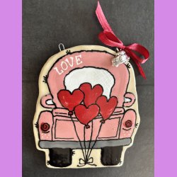 LOVE CAR - Lyser�d med hjerte balloner - til oph�ng.