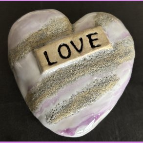 Tilde hjerte nr. 6 - Hvid - lyslilla og krater glasur 