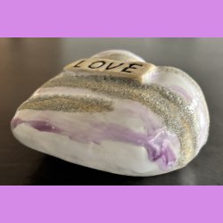 Tilde hjerte nr. 6 - Hvid - lyslilla og krater glasur 