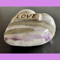 Tilde hjerte nr. 6 - Hvid - lyslilla og krater glasur 