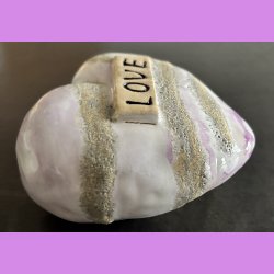 Tilde hjerte nr. 6 - Hvid - lyslilla og krater glasur 