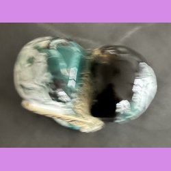 Tilde hjerte nr. 5 - Hvid - gr�n - sort og krater glasur.