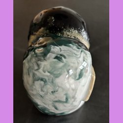 Tilde hjerte nr. 5 - Hvid - gr�n - sort og krater glasur.