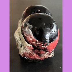  Tilde hjerte nr. 8 - Sort - r�d - hvid og krater glasur