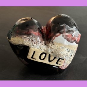  Tilde hjerte nr. 8 - Sort - r�d - hvid og krater glasur