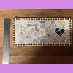 Mosaik fad med grnt hjerte