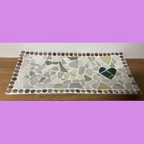 Mosaik fad med grnt hjerte