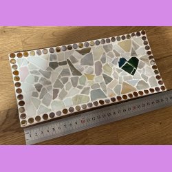 Mosaik fad med grnt hjerte