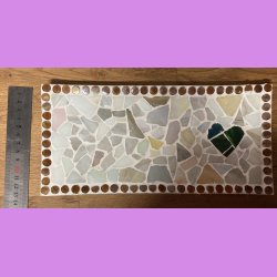 Mosaik fad med grnt hjerte