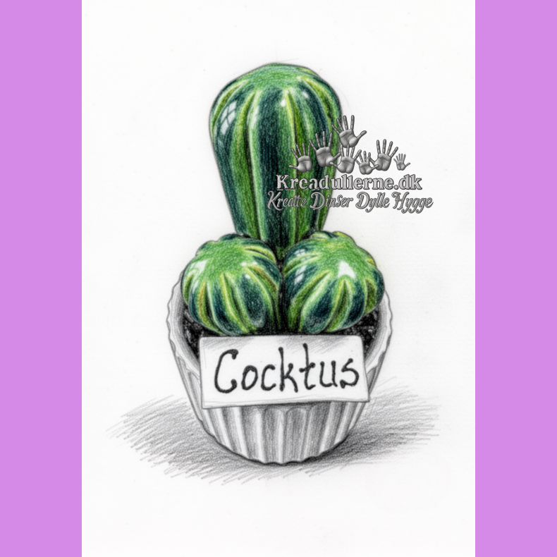 Cocktus - 2 farvet - hvid potte