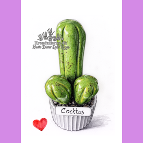 Cocktus - ens farvet - hvid potte