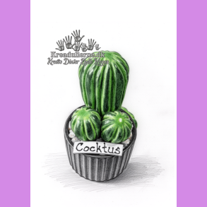 Cocktus - 2 farvet - sort potte