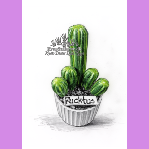 Fucktus - 2 farvet - hvid potte