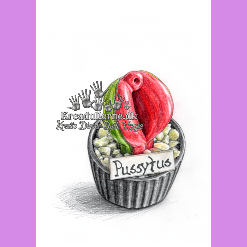 Pussytus - ens farvet - sort potte