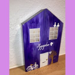 Kmpe hus- lilla - 2 fugle - nr. 6 - tr - "Hyggebo".