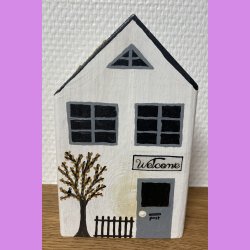 Tr hus- hvidt- tr og fugl - "Welcome" og "Home"