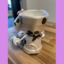 Pottedyr "Hund" - Hvid med sljfe